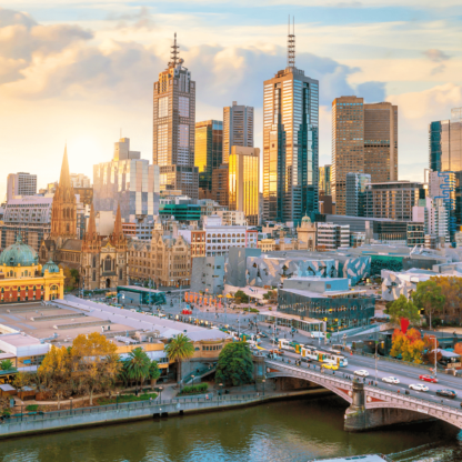 An Aerial Picture of Melbourne, Australia at Golden Hour